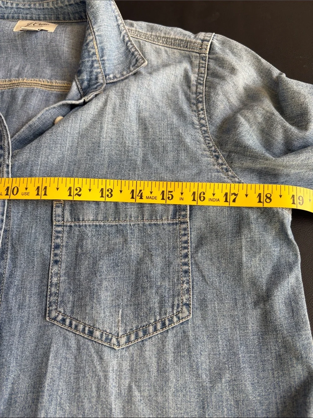 J.Crew Factory Chambray Button Front Shirt Women’s 16 Blue Cotton Long Sleeve